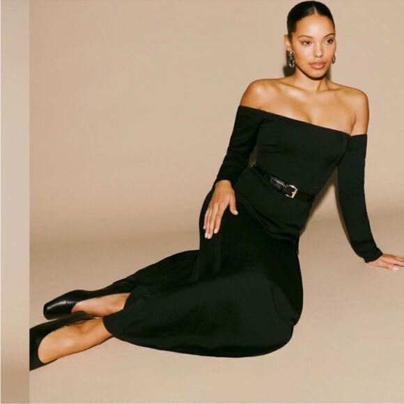 NWT Reformation Ballari Maxi Black Dress Long Sleeve Size 4 - Picture 1 of 13